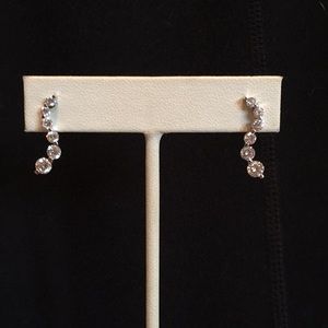 New CZ pierced cubic zirconium drop studs sterling